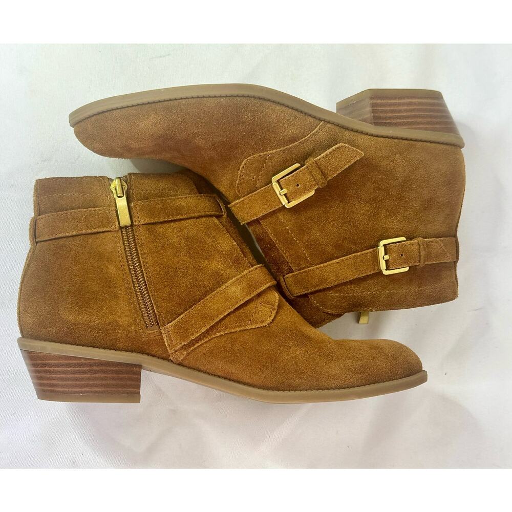 Franco Sarto womens Rynn Ankle Boots Booties Size 7 leather Upper Suede Tan